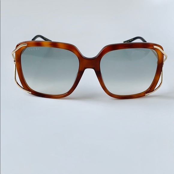 Gucci Sunglasses GG0647S 003 Havana/Gold/Green - Picture 4 of 7